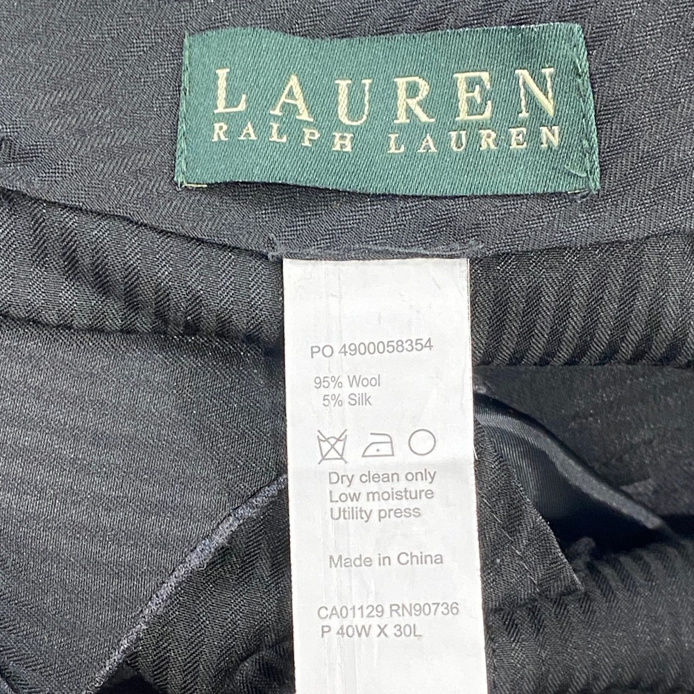 Lauren Ralph Lauren Dress Pants Mens 40x30 Grey Wool Silk Flat Front Trousers - Picture 4 of 10